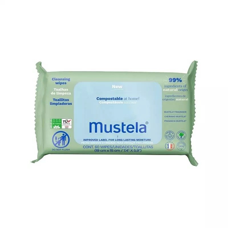 Mustela Salviette Compostabili per l'Igiene dei Bambini 60 pezzi