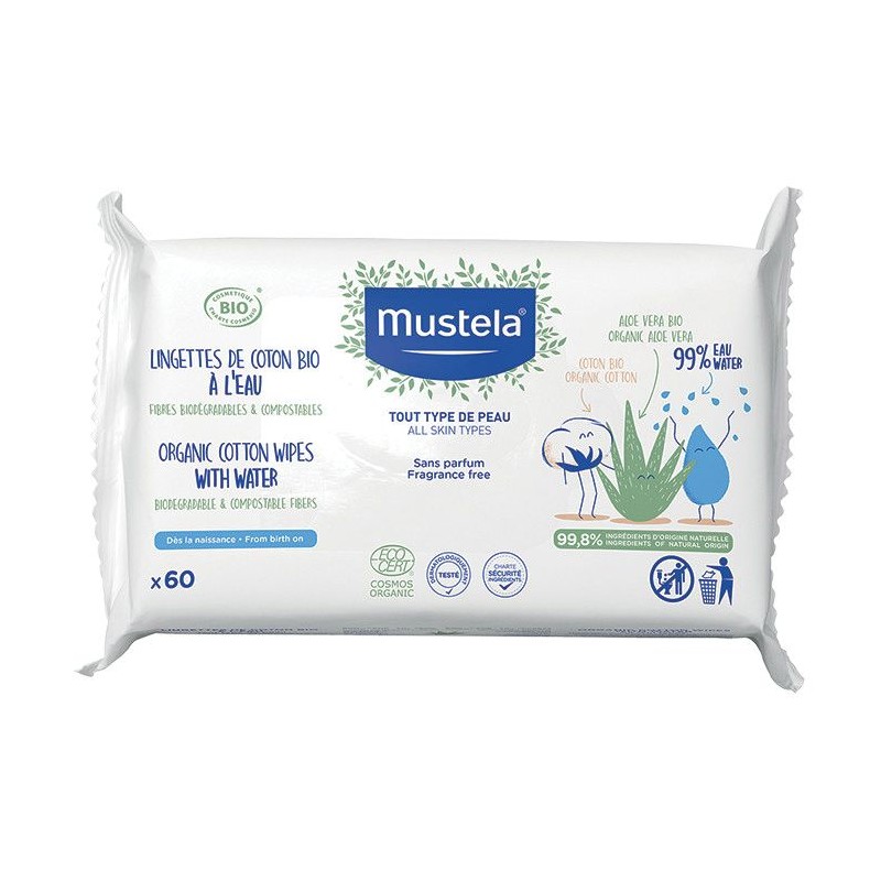 Mustela salviette acqua compostabili 60 pezzi